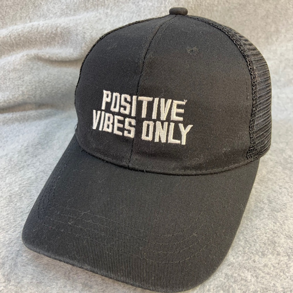 Positive Vibes Only Unisex Black Unbranded Trucker Hat Snapback Mesh Cap OSFM
